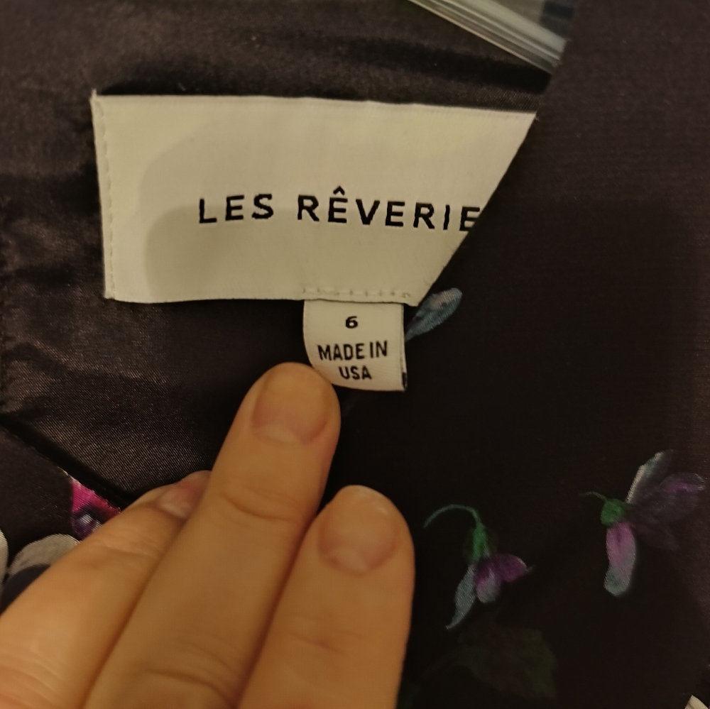 Les Reveries 100% Silk Midi Black Floral Dress Sz 6 NEW - Picture 7 of 7